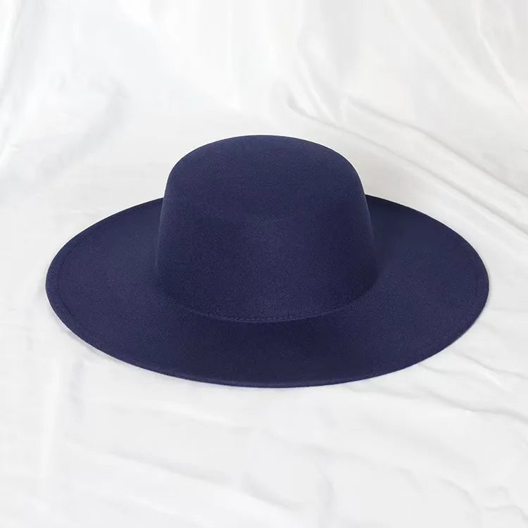 Chapeau rond en laine bleu