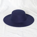 Chapeau rond en laine bleu