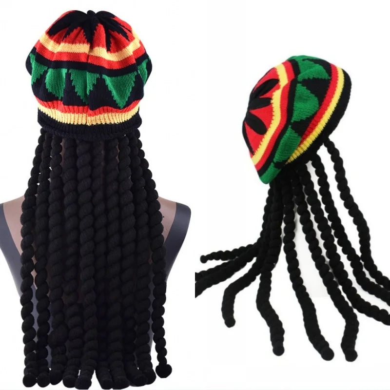 Bonnet Bob Marley tresser en laine tricoté