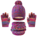 Bonnet tricoté, écharpe et gants enfants de 7 à 12 ans