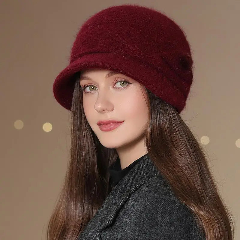 Chapeau bob en maille avec fourrure