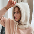Chapeau capuche blanc en laine femme