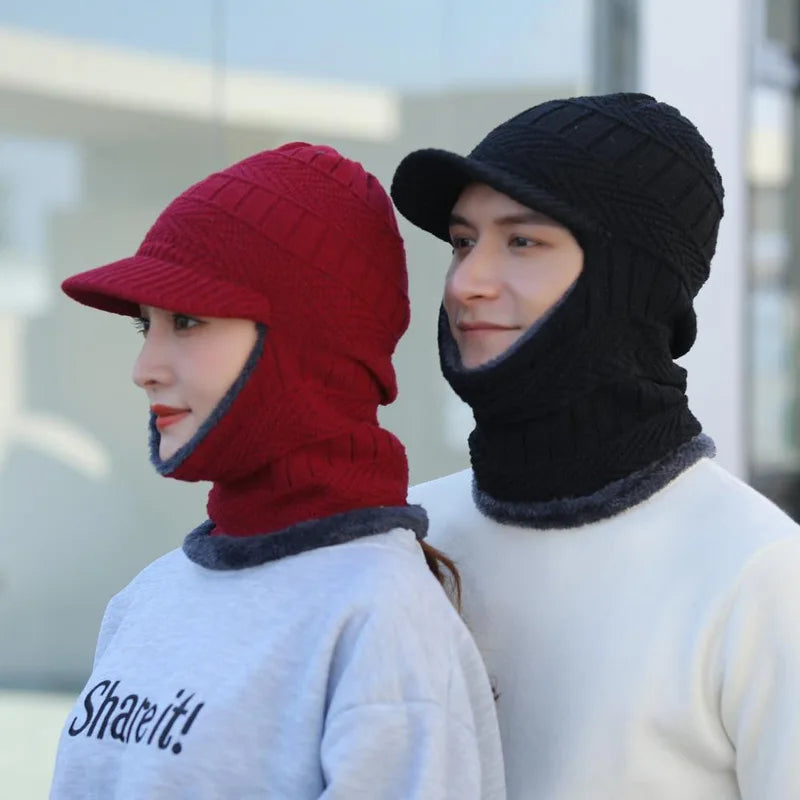 Chapeau capuche rouge en laine homme