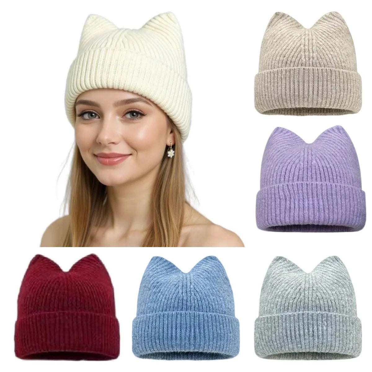 Chapeau chat en laine