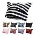 Chapeau chat en laine gris hiver