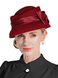 Chapeau cloche astrid en feutre laine rouge