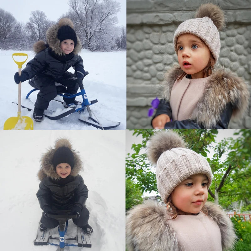 Chapeau à pompon en laine pour bébé