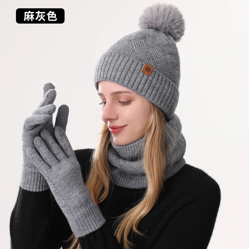 Chapeau à pompon en laine pour femme