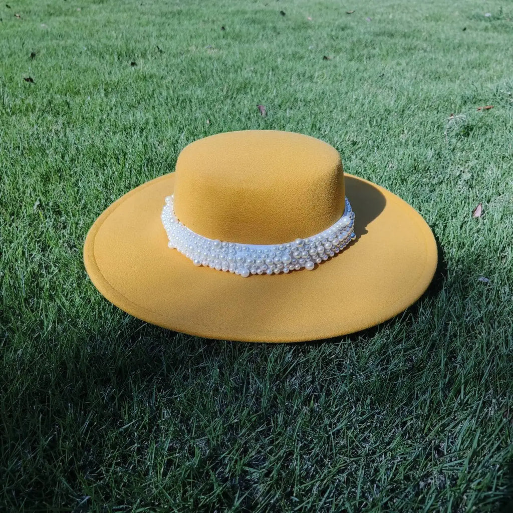 Chapeau rond en laine bleu