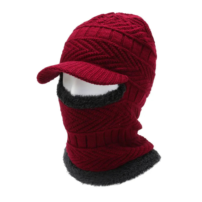 Chapeau capuche rouge en laine homme