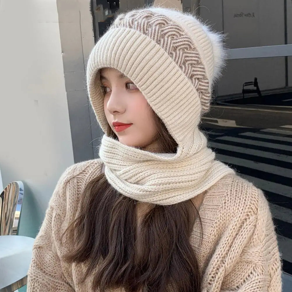 Chapeau capuche gris en laine femme