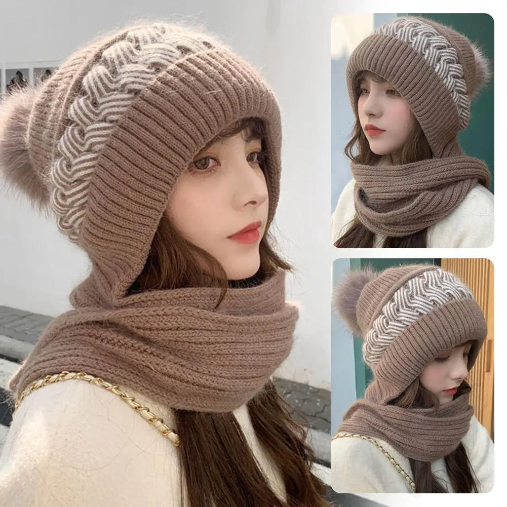 Chapeau capuche gris en laine femme