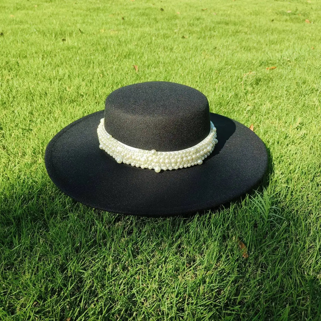 Chapeau rond en laine bleu