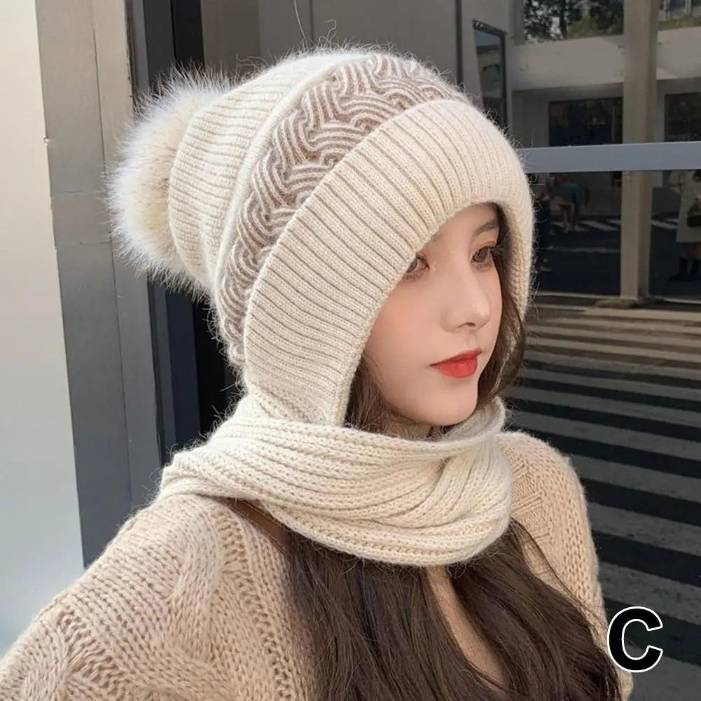 Chapeau capuche gris en laine femme