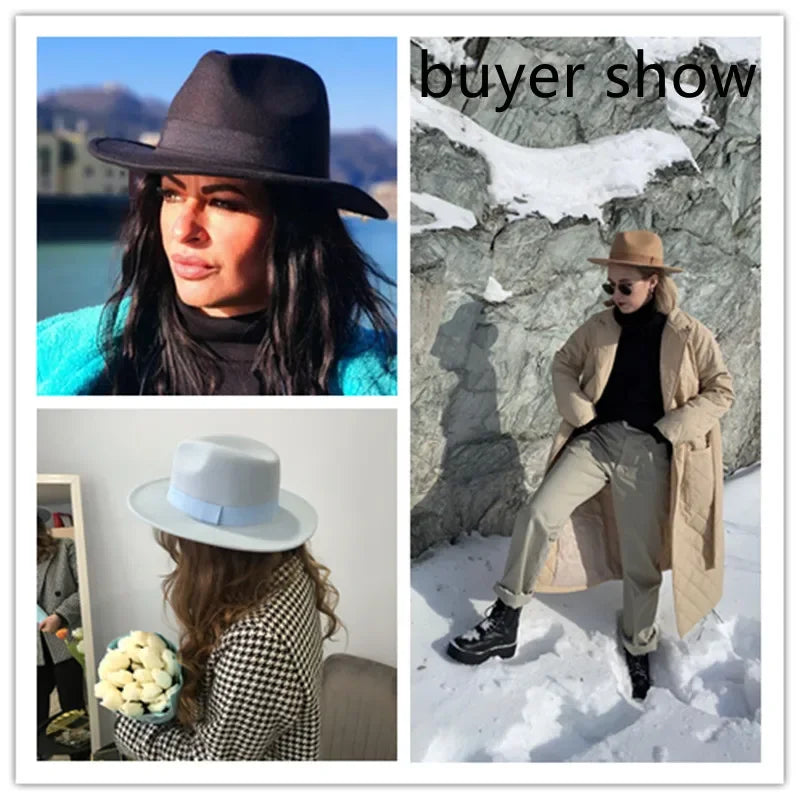 Chapeau rond en laine gris