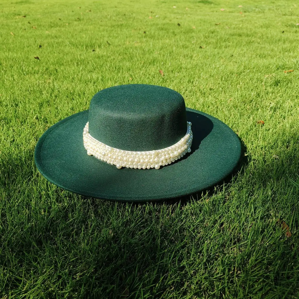 Chapeau rond en laine bleu