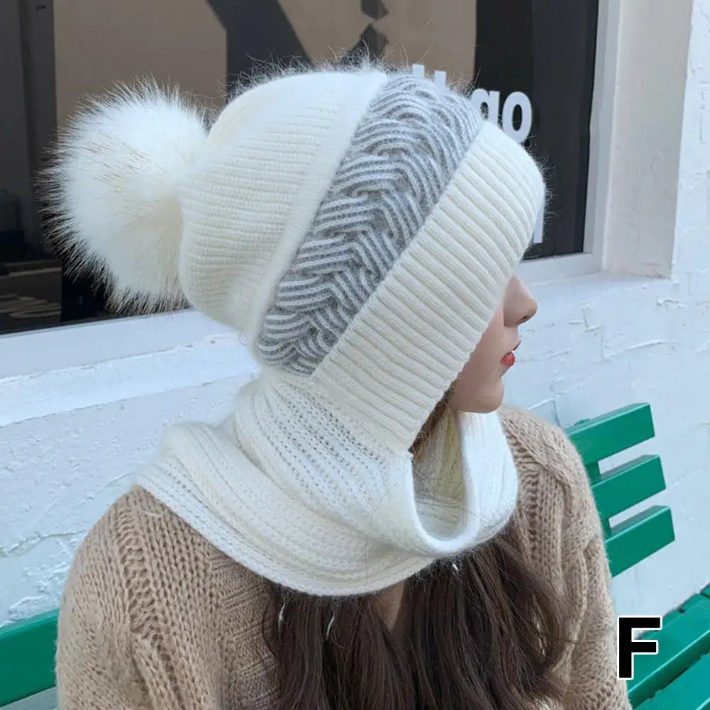 Chapeau capuche gris en laine femme