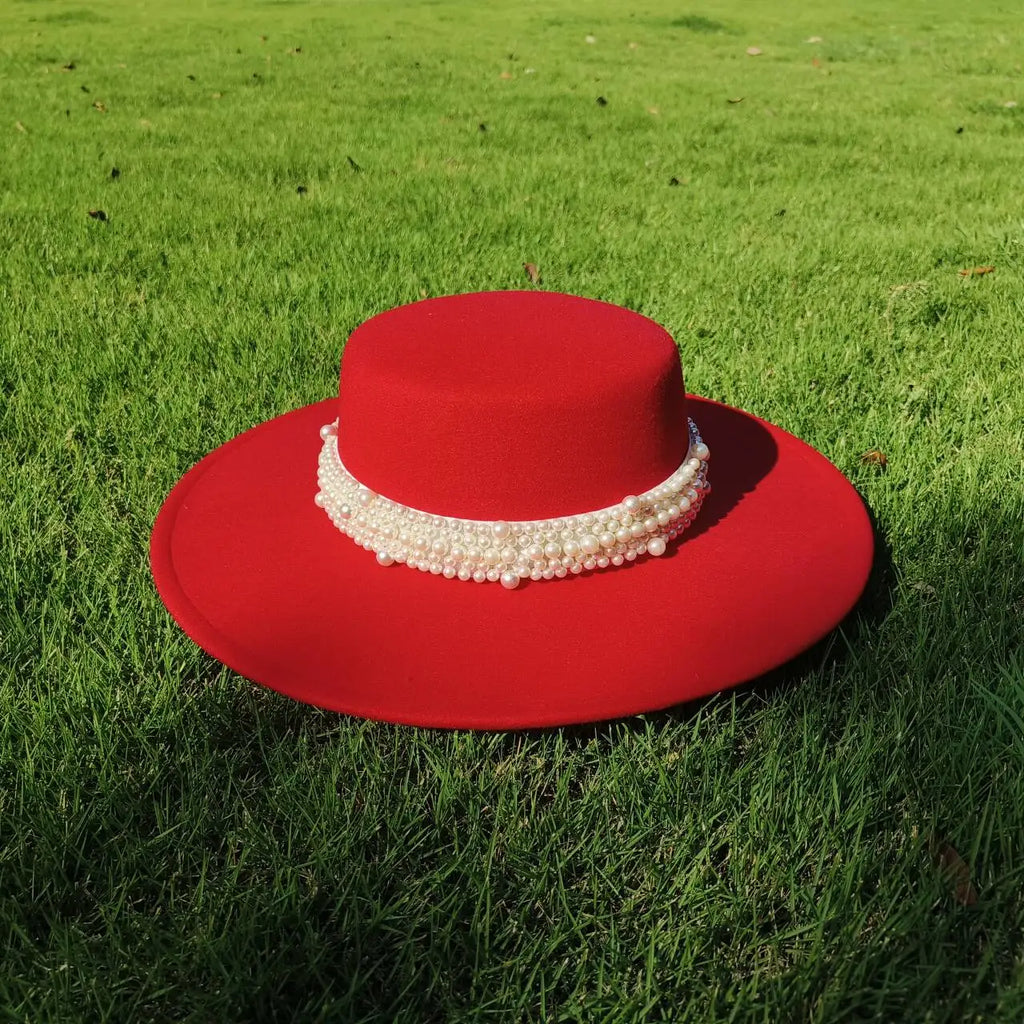 Chapeau rond en laine bleu